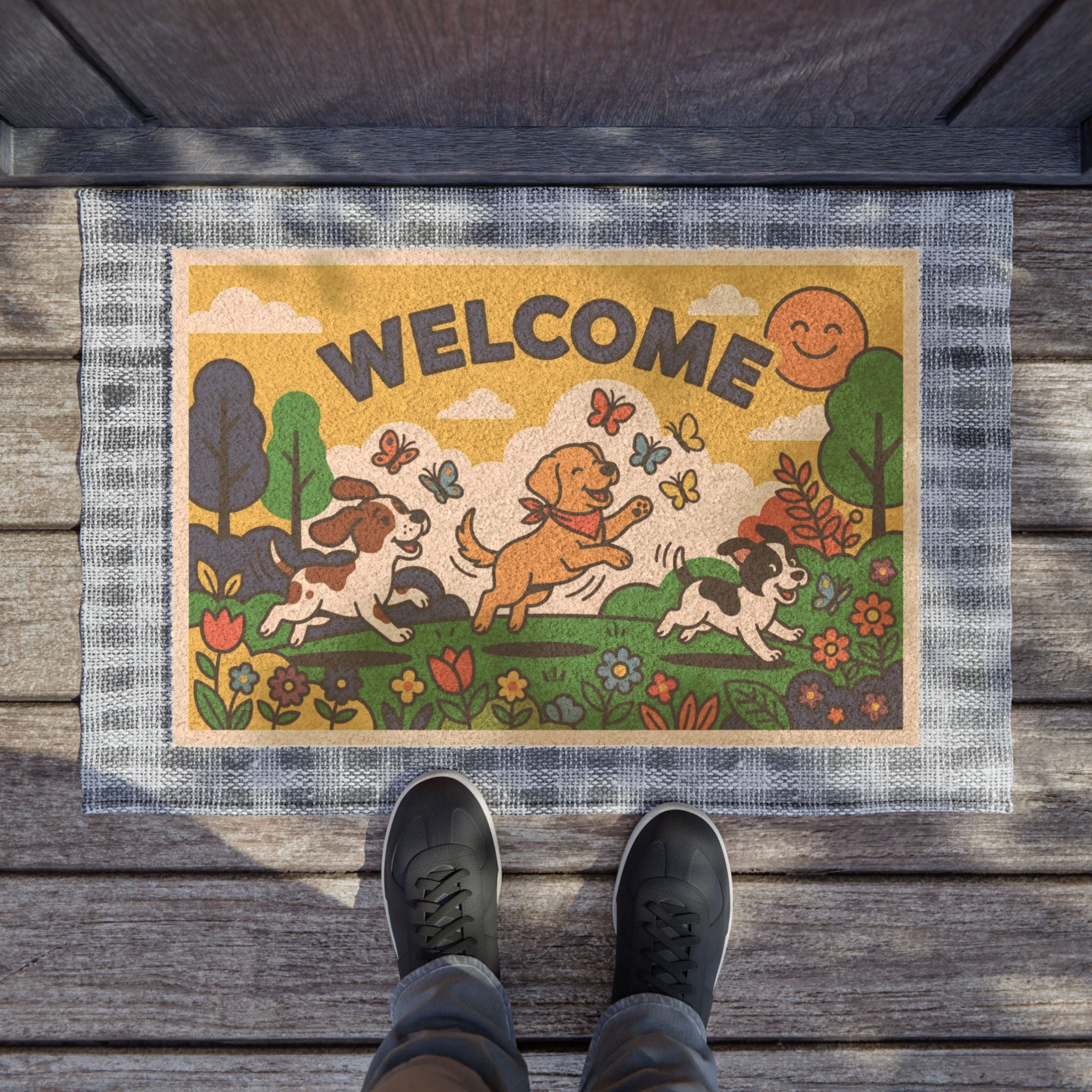 Bold Pop Art Puppy Paradise Welcome Doormat