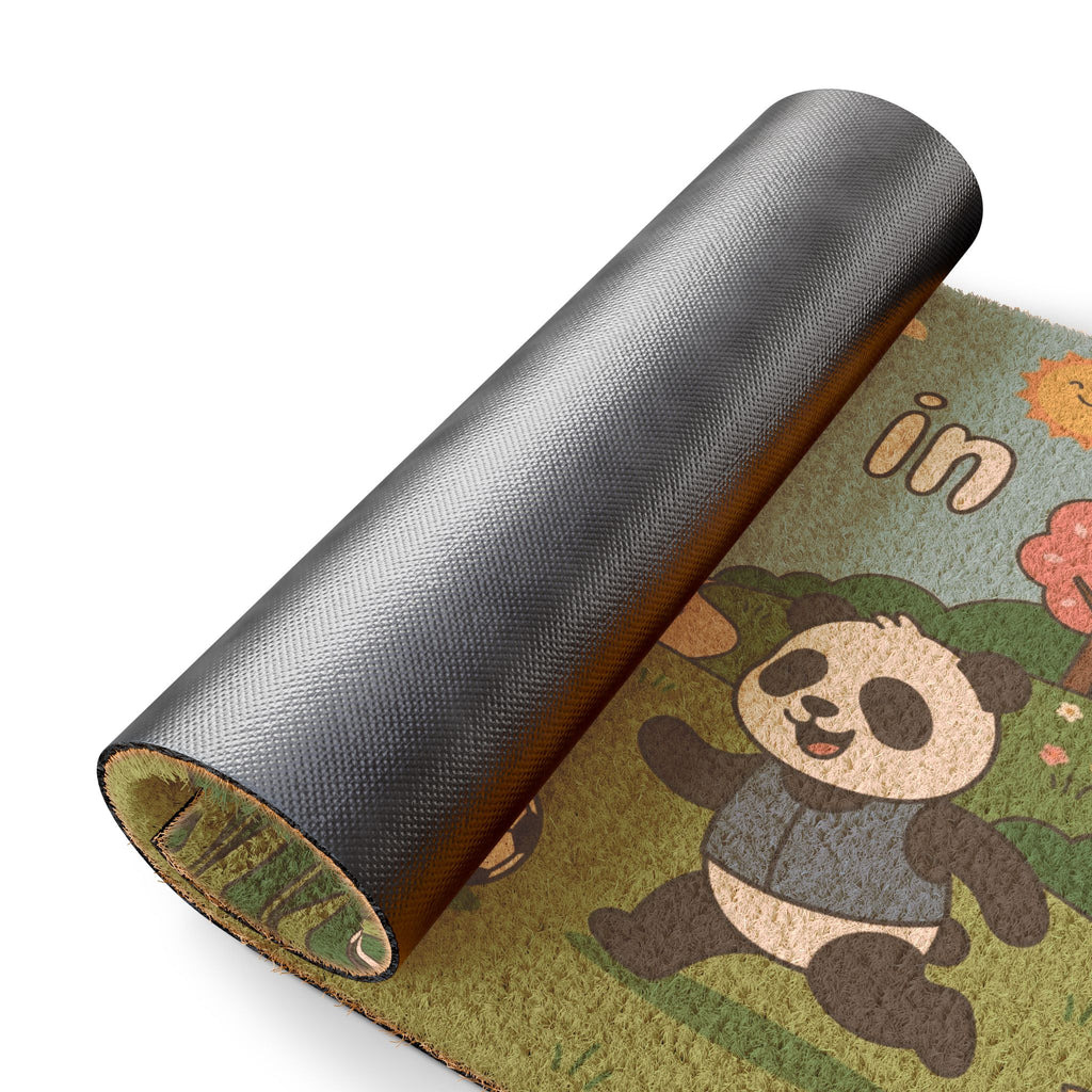 Playful Pandas Spring Soccer Welcome Doormat