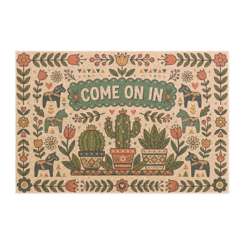 Nordic Folk Desert Cacti Welcome Doormat