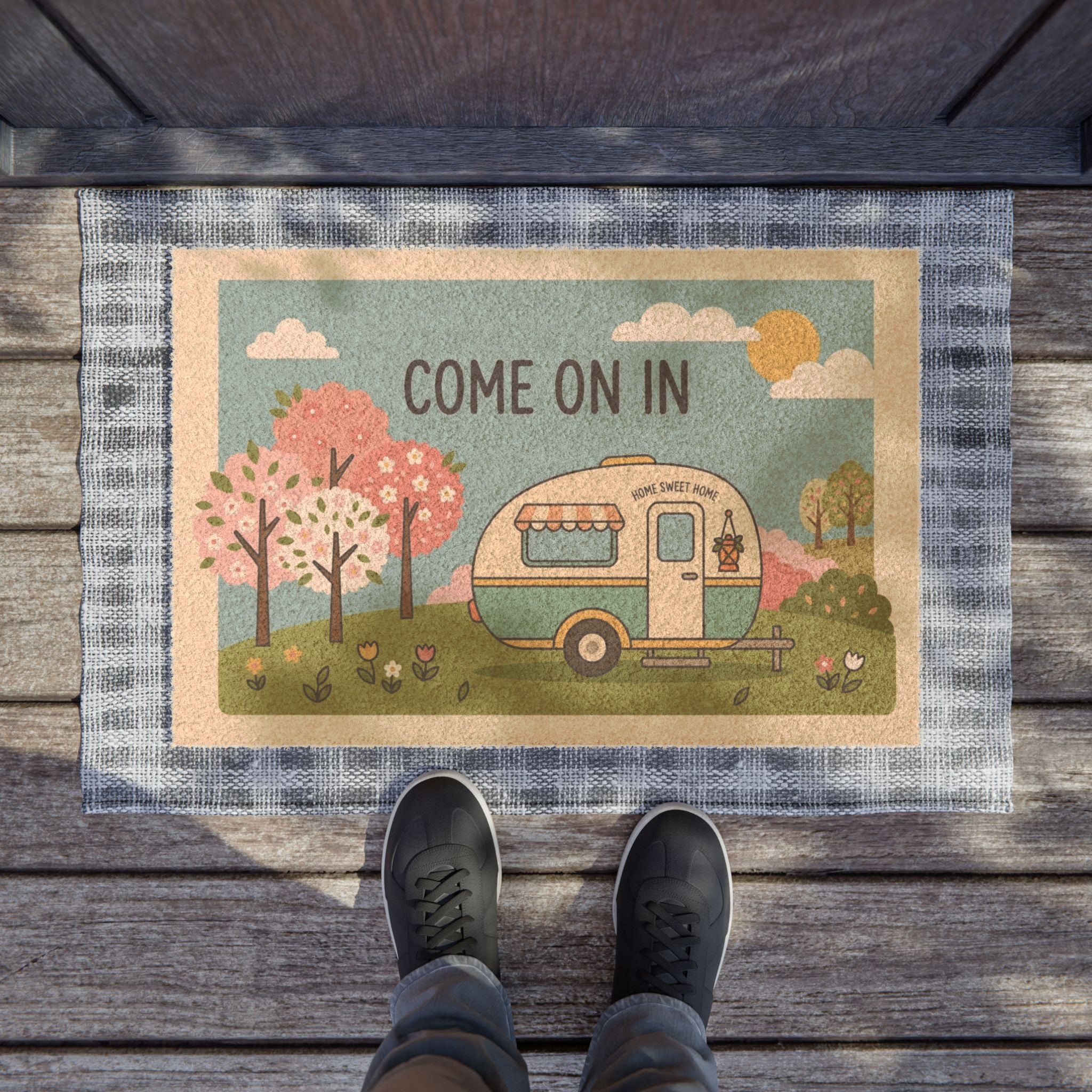 Retro Camper 'Come On In' Welcome Mat