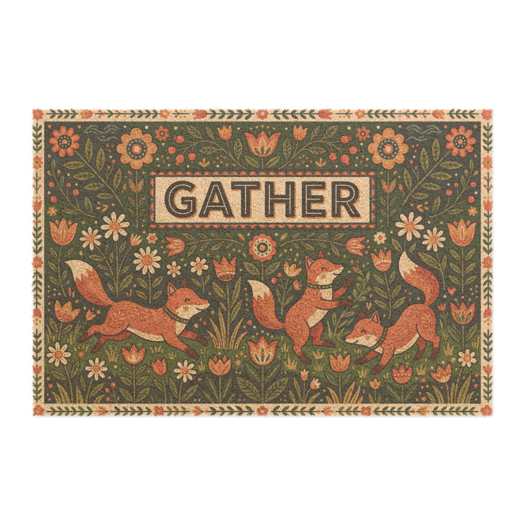 Cozy Nordic Foxes Spring Gather Doormat