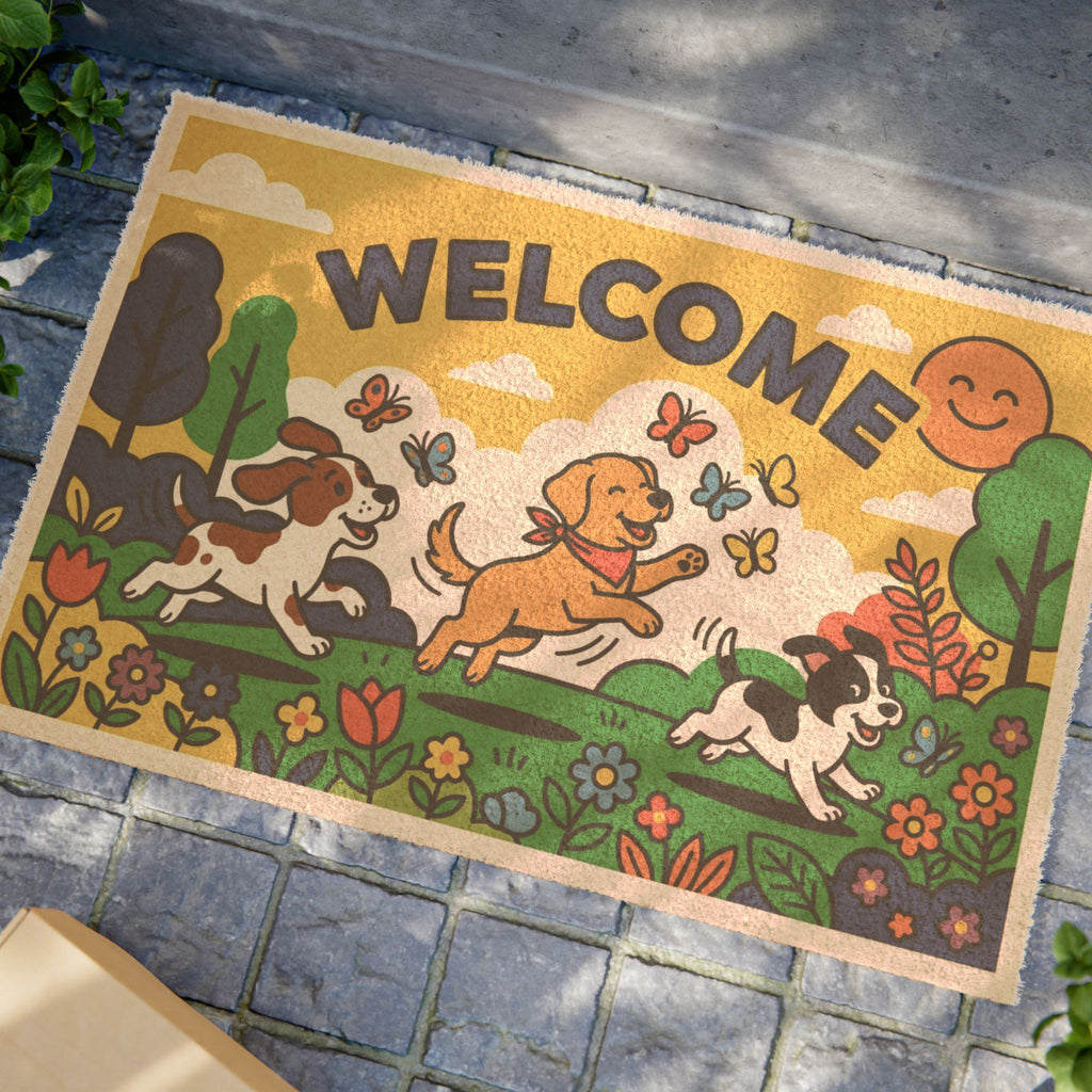 Bold Pop Art Puppy Paradise Welcome Doormat