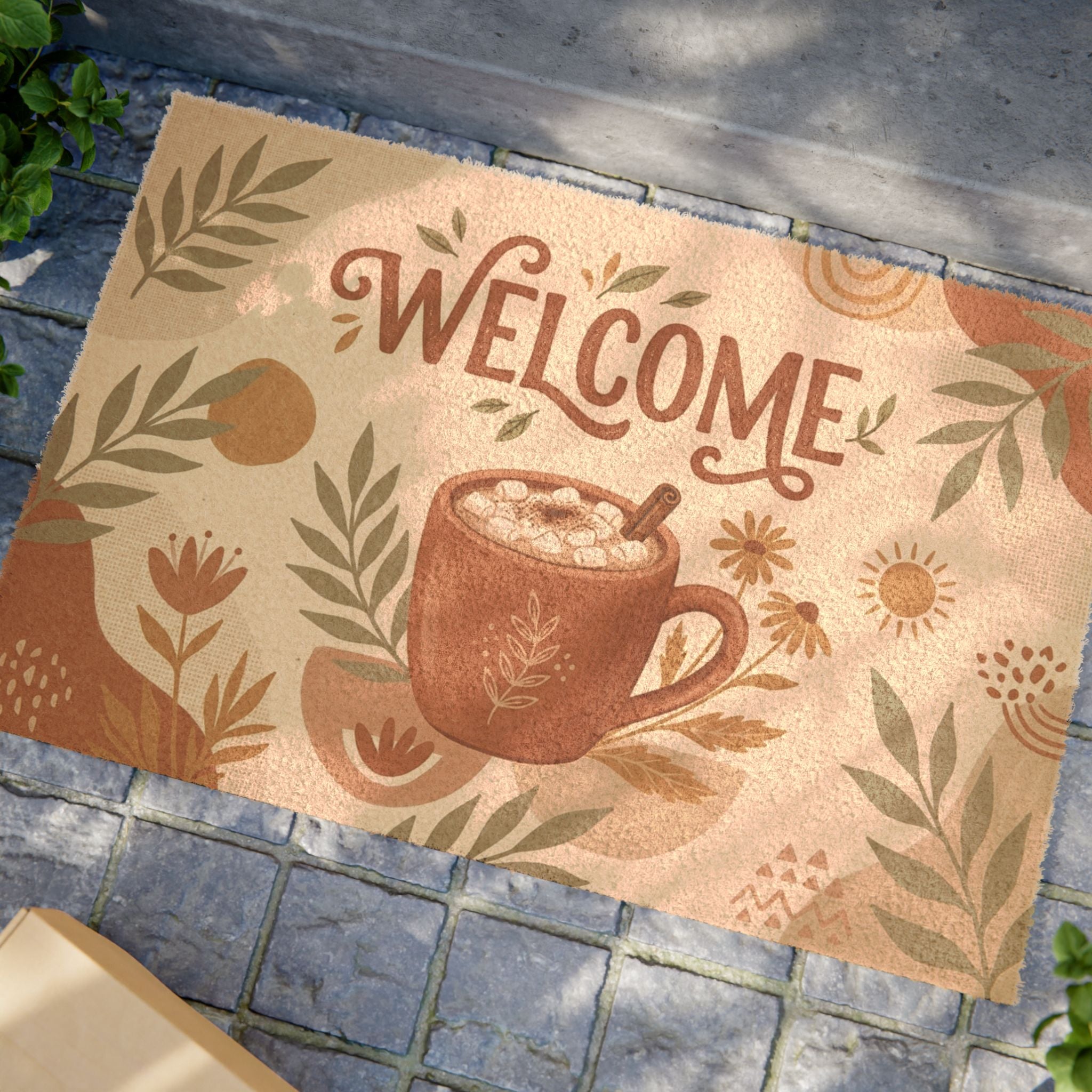 Cozy Boho Botanical Cocoa Welcome Art