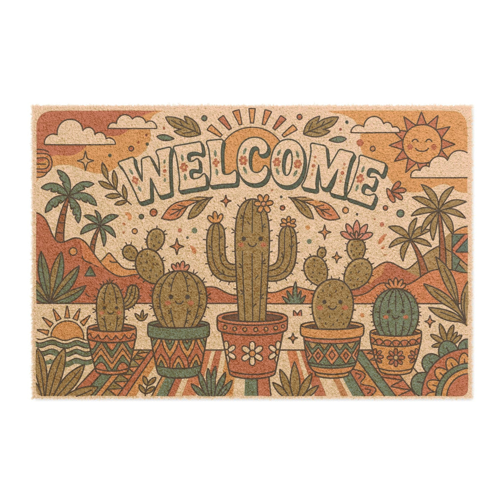 Groovy Retro Desert Cacti Welcome Mat
