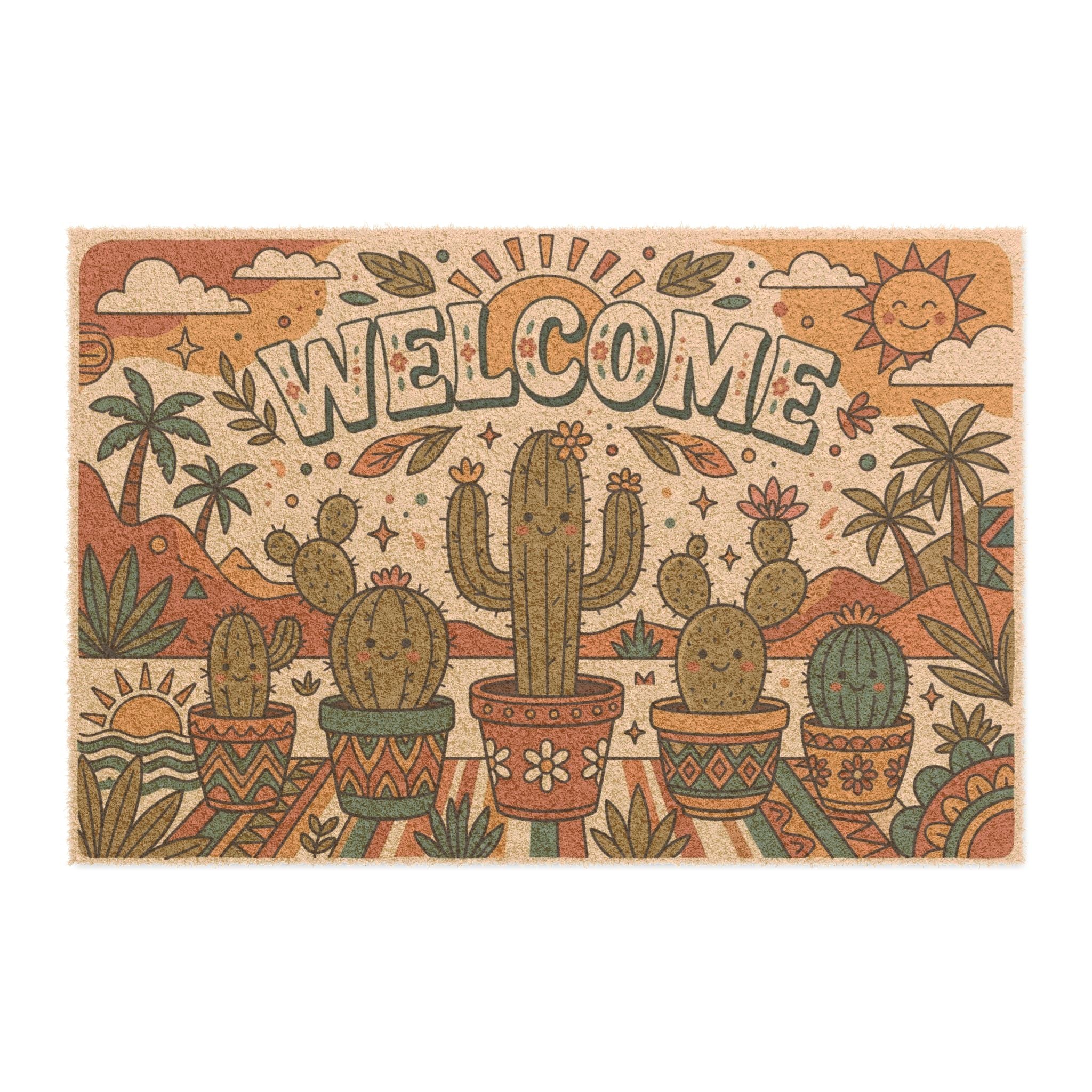 Groovy Retro Desert Cacti Welcome Mat