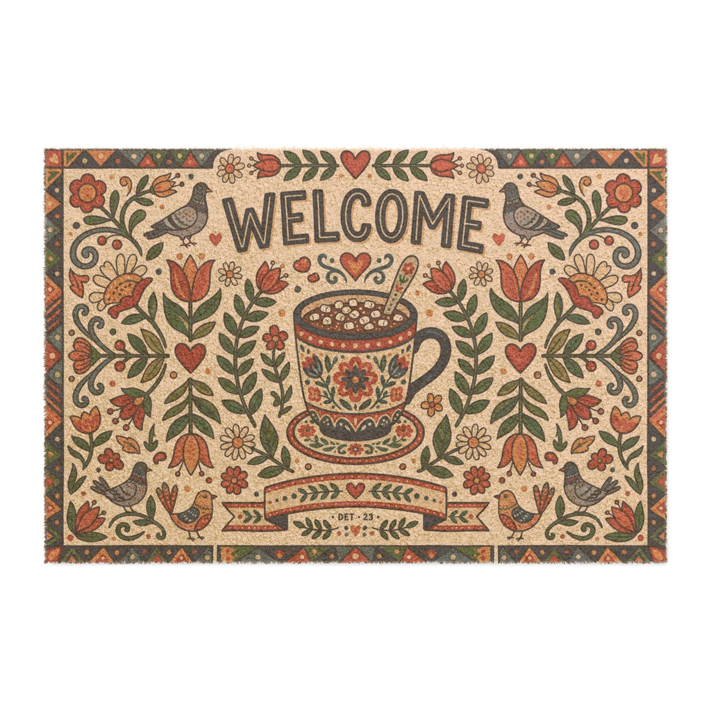 Nordic Folk Cocoa & Blooms Welcome Mat