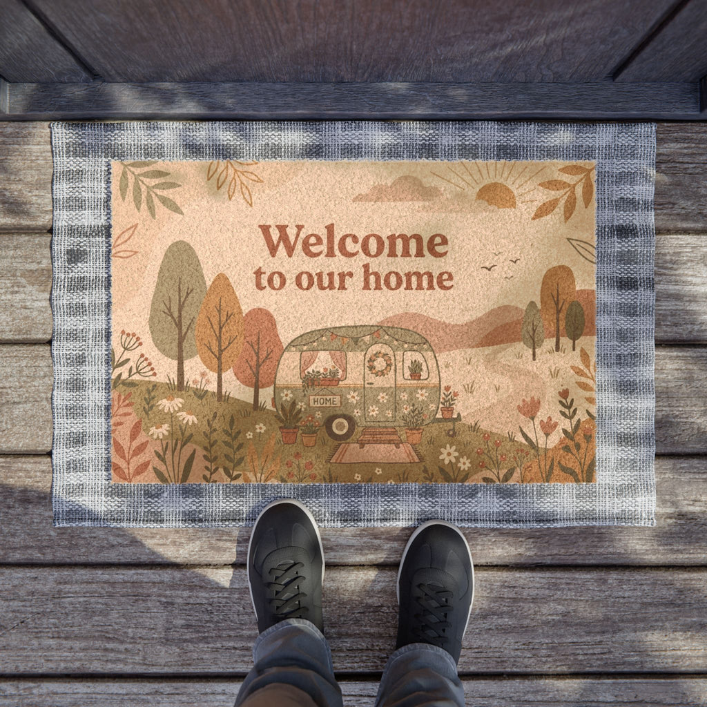 Retro Botanical Camper Welcome Doormat