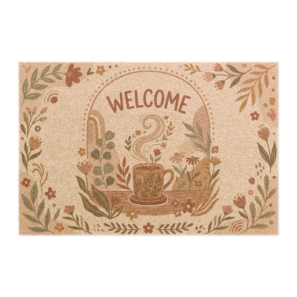 Cozy Boho Botanical Coffee Welcome Doormat