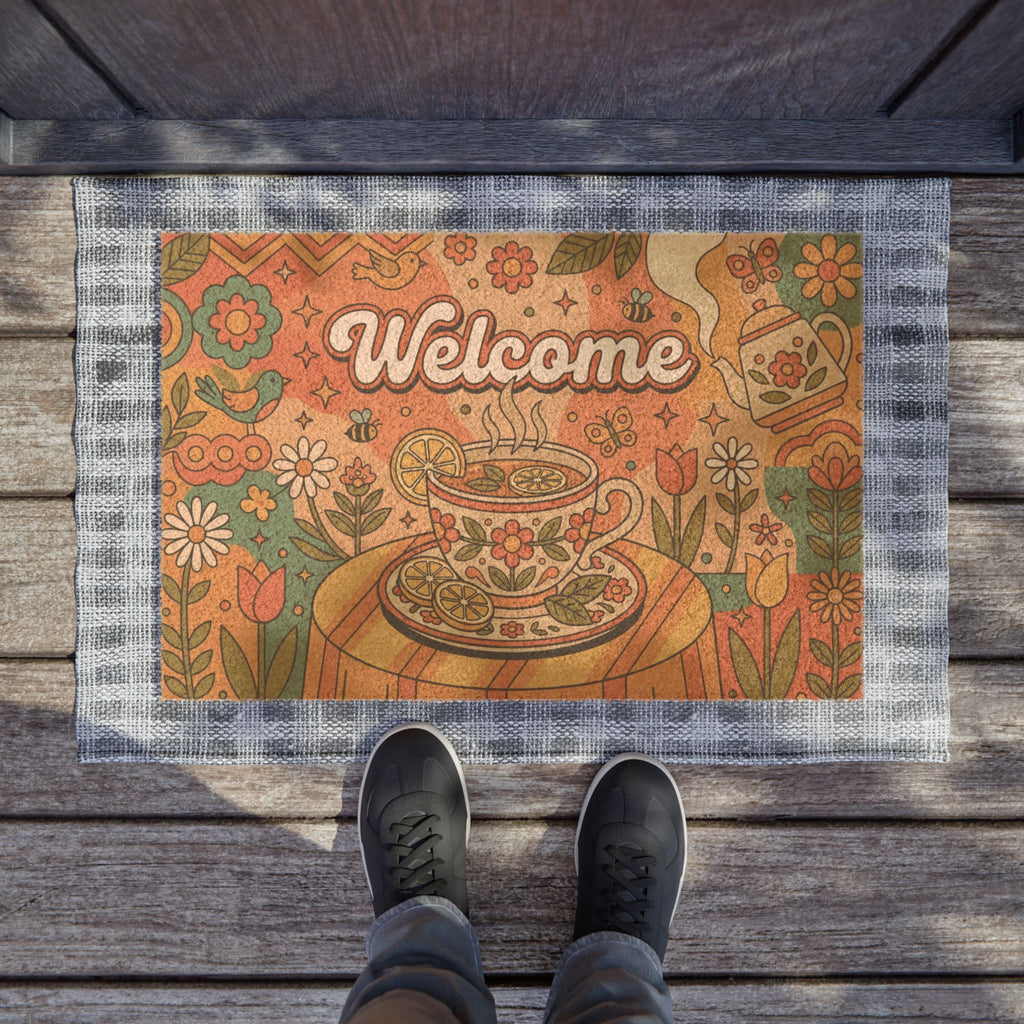 Groovy Retro Citrus Tea Welcome Doormat