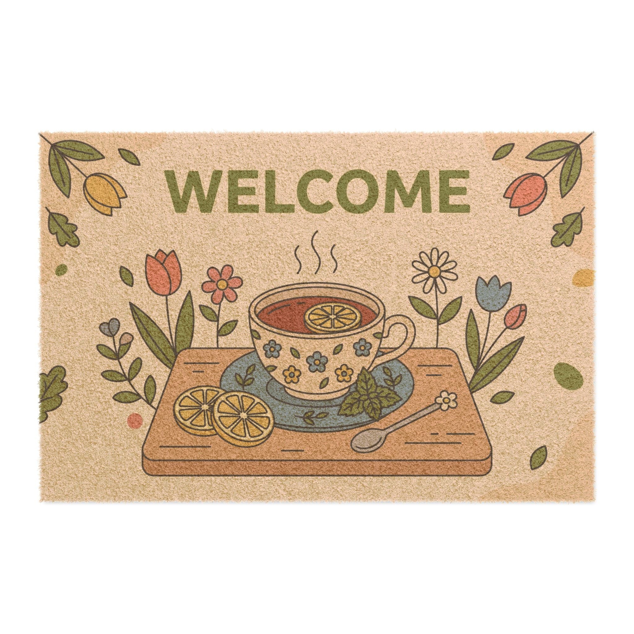 Sweet Lemon Tea Spring Welcome Mat