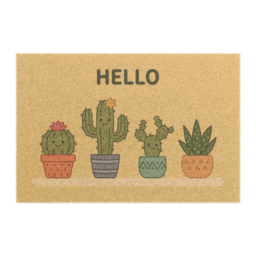 Sweet Smiling Cacti Hello Welcome Mat