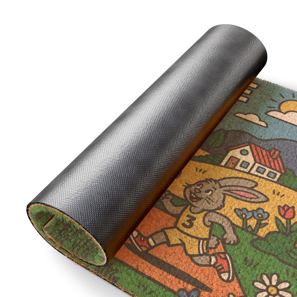 Hoppy Home Court Pop Art Bunny Basketball Mat