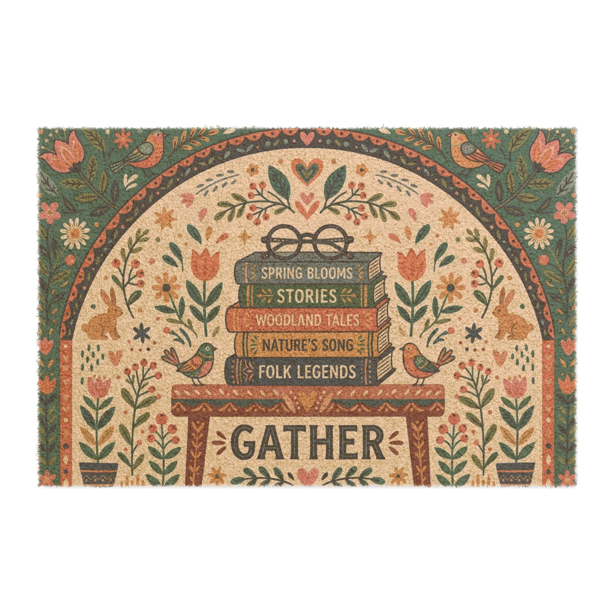 Scandinavian Folk Art Gather Book Stack Poster