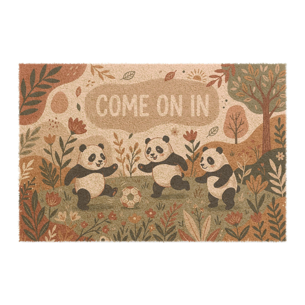 Boho Botanical Soccer Pandas Welcome Doormat