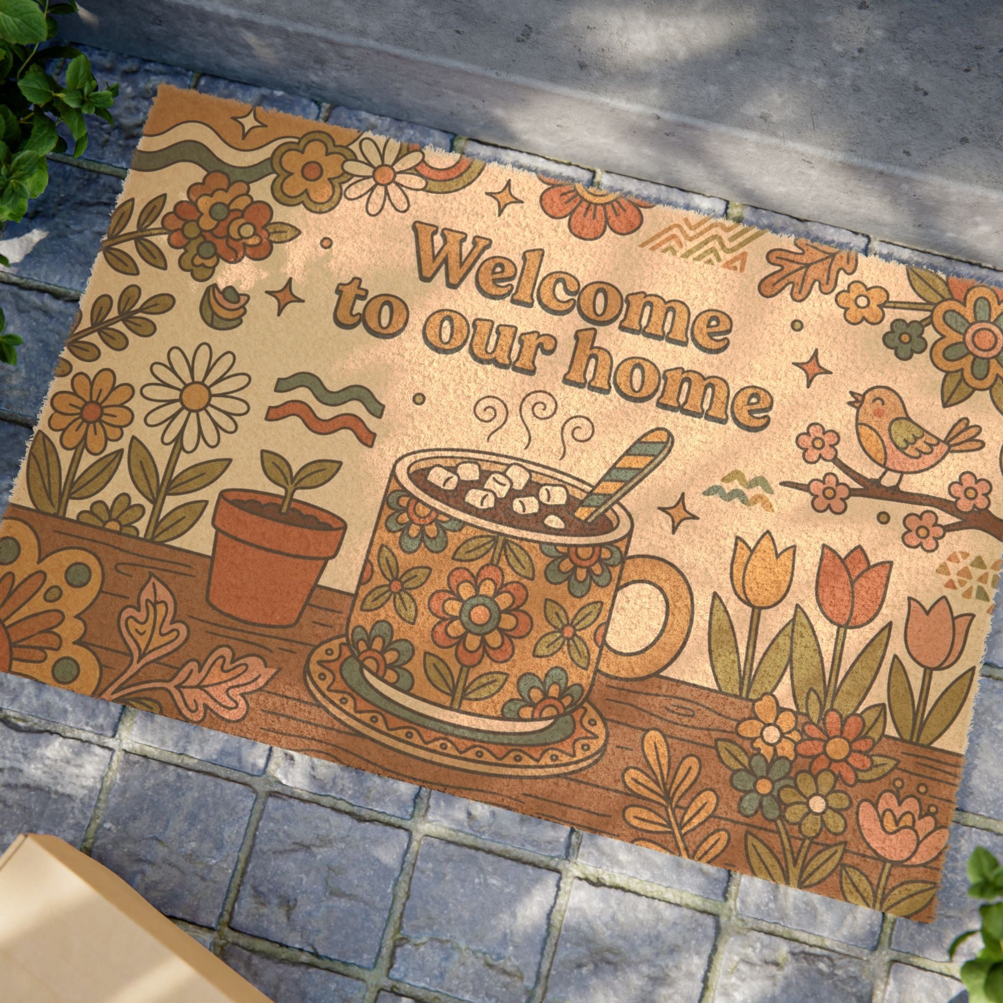 Groovy Spring Garden Cocoa Welcome Sign