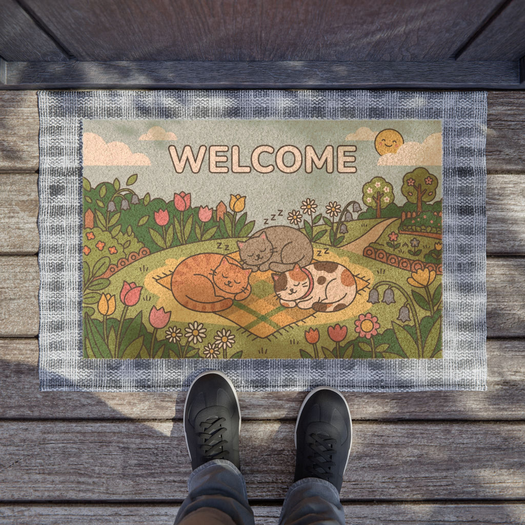 Cozy Garden Kitties Welcome Doormat