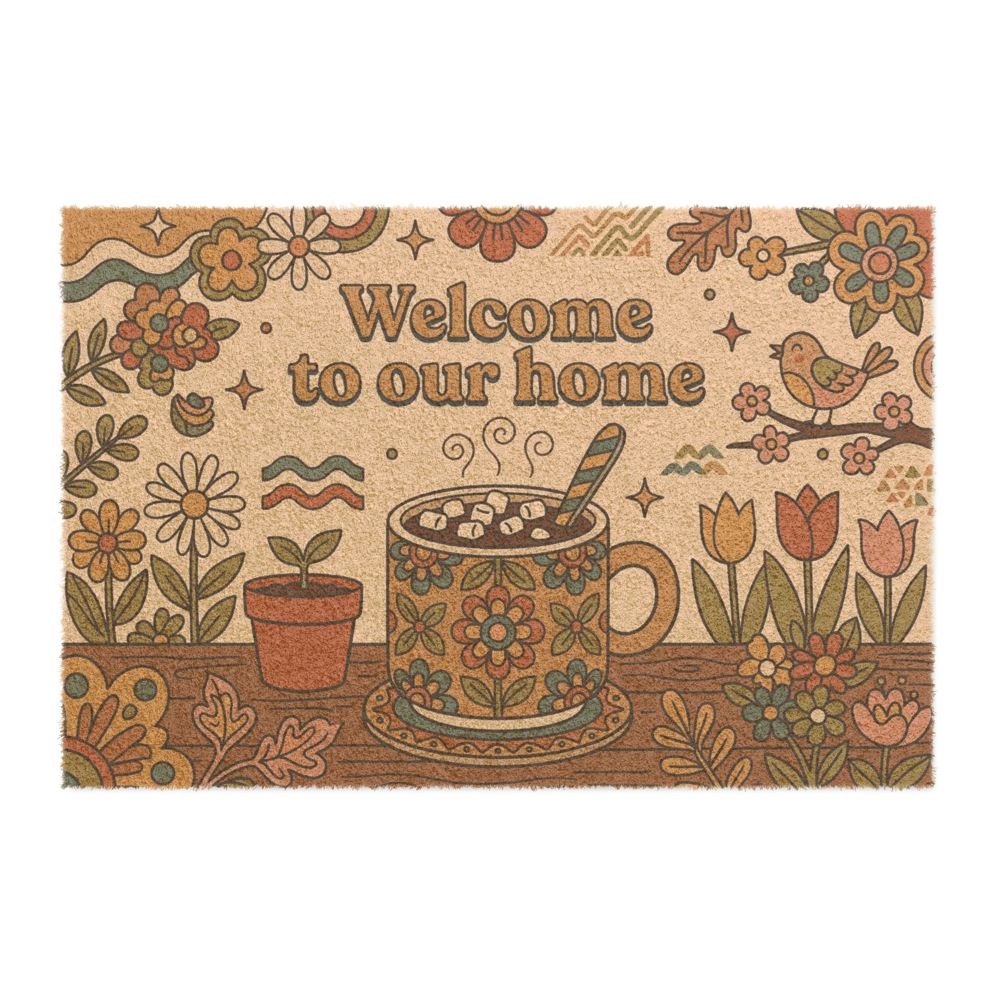 Groovy Spring Garden Cocoa Welcome Sign