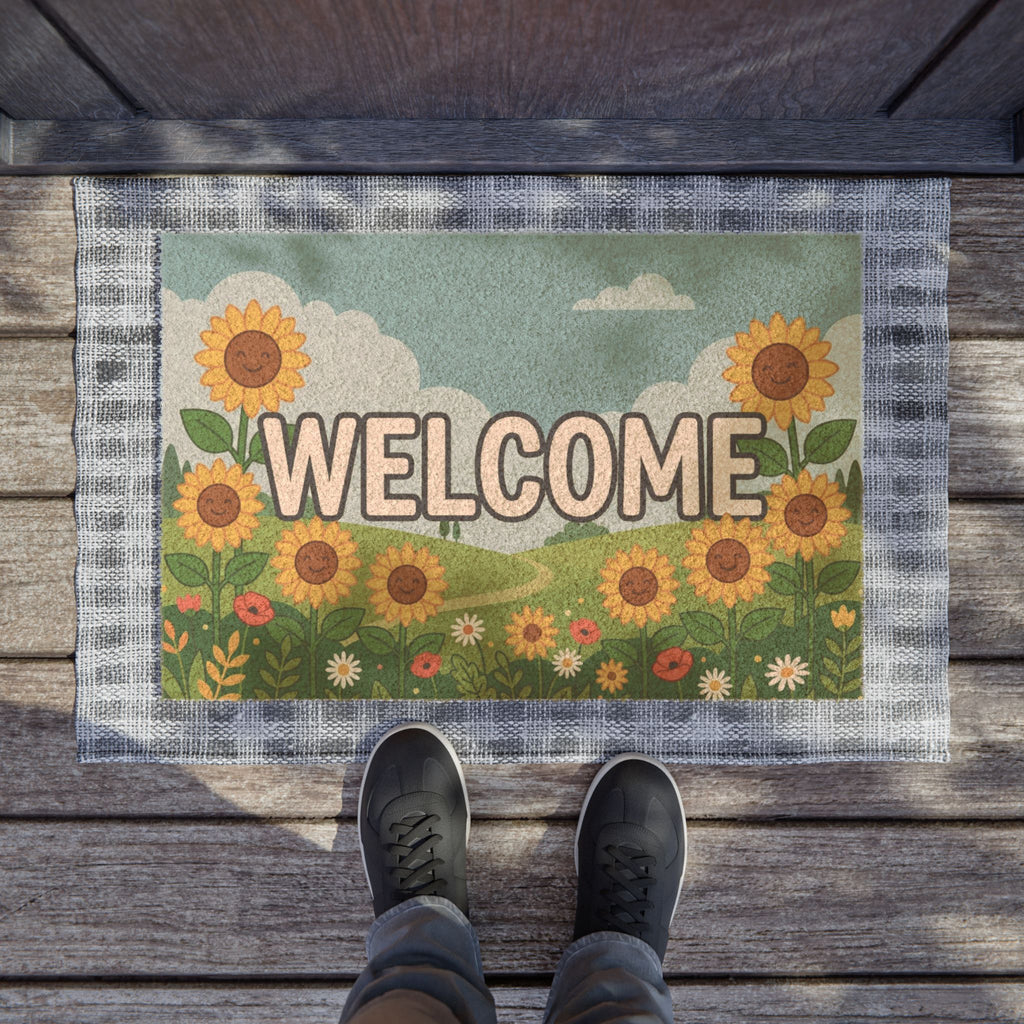 Smiling Sunflowers Welcome Doormat