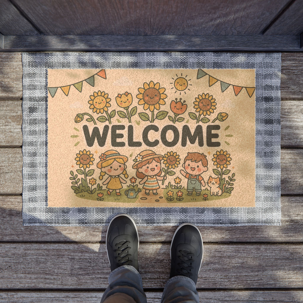 Kawaii Sunflower Friends Welcome Doormat