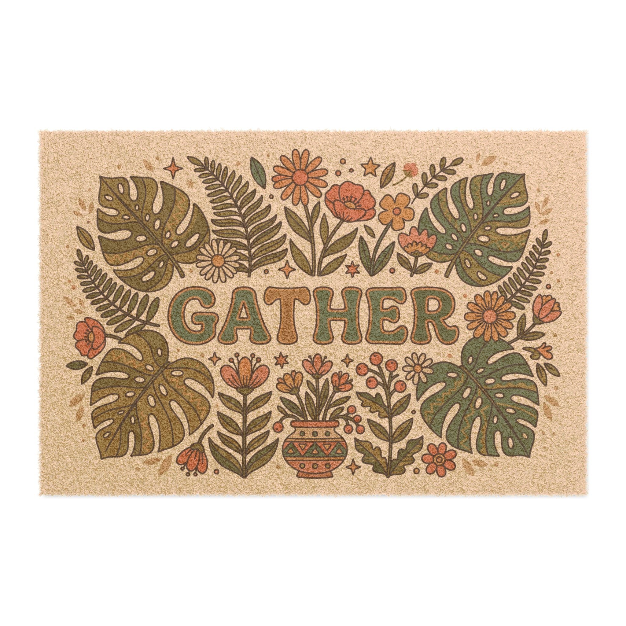 Retro Gather Wildflower & Monstera Doormat