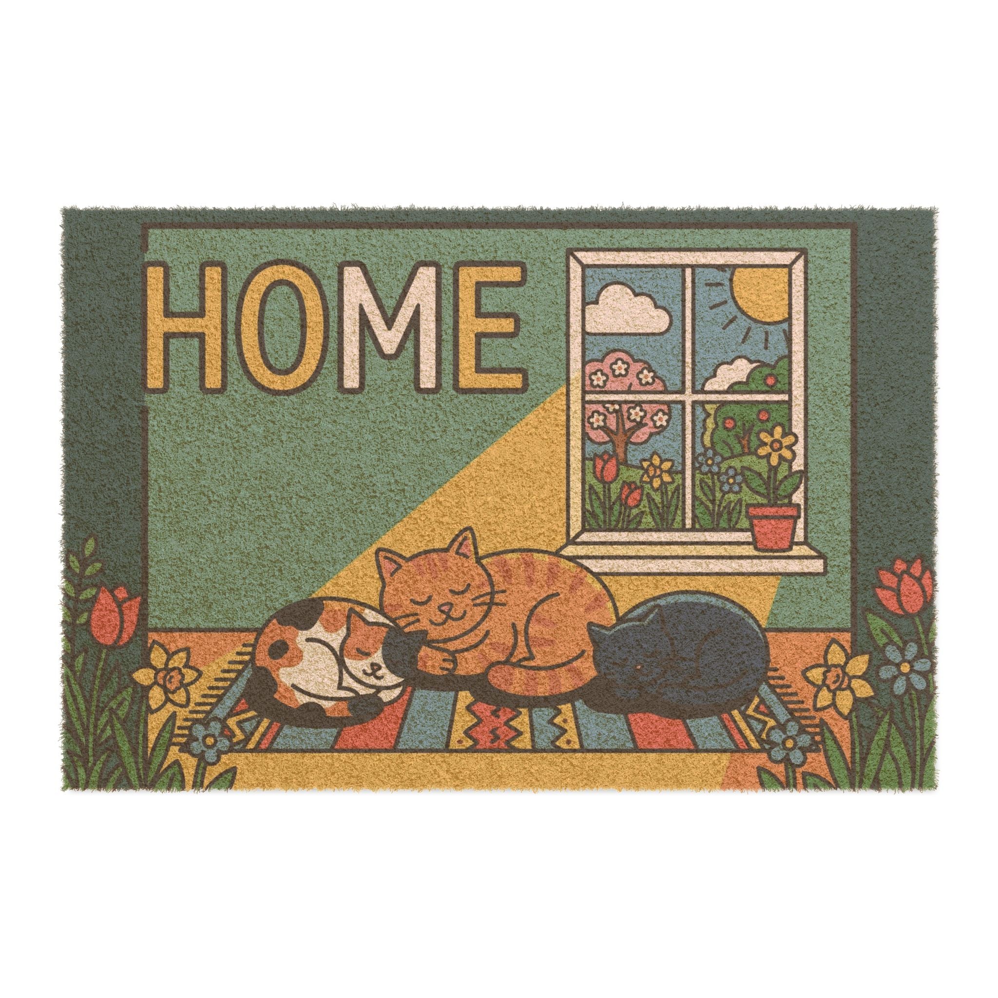 Sunlit Cozy Kitties Pop Art Welcome Mat