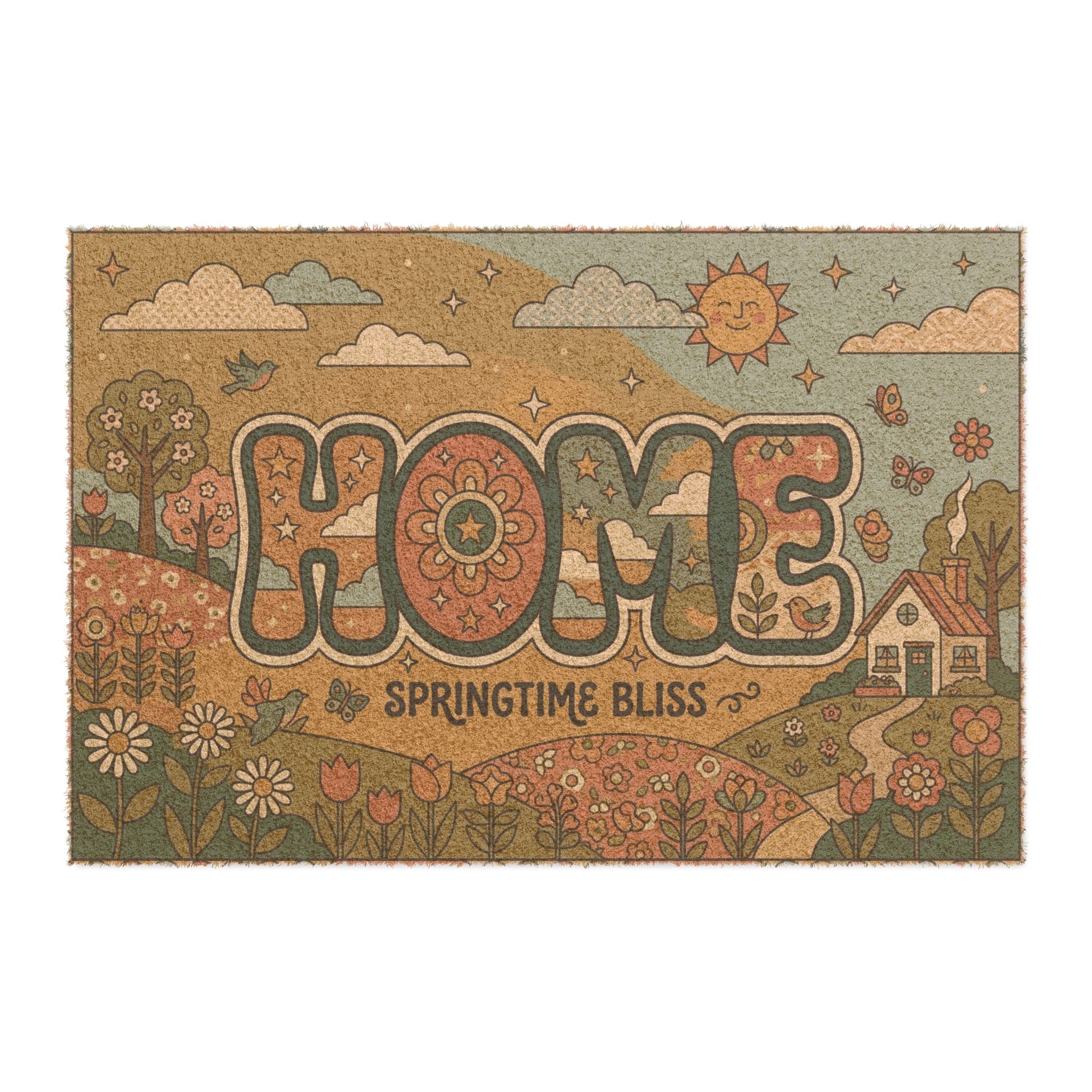 Retro 70s Springtime Bliss Home Doormat