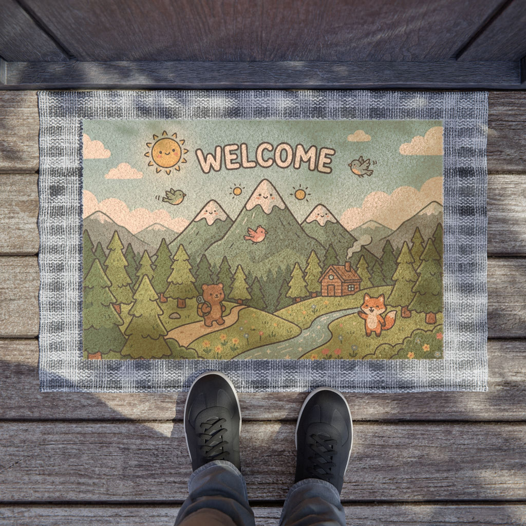 Happy Peaks & Forest Friends Welcome Mat