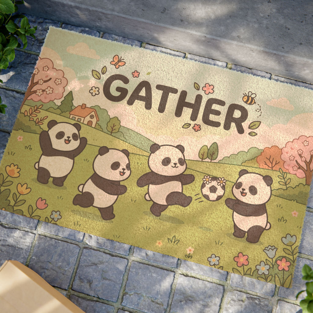 Kawaii Spring Pandas Soccer Gather Art