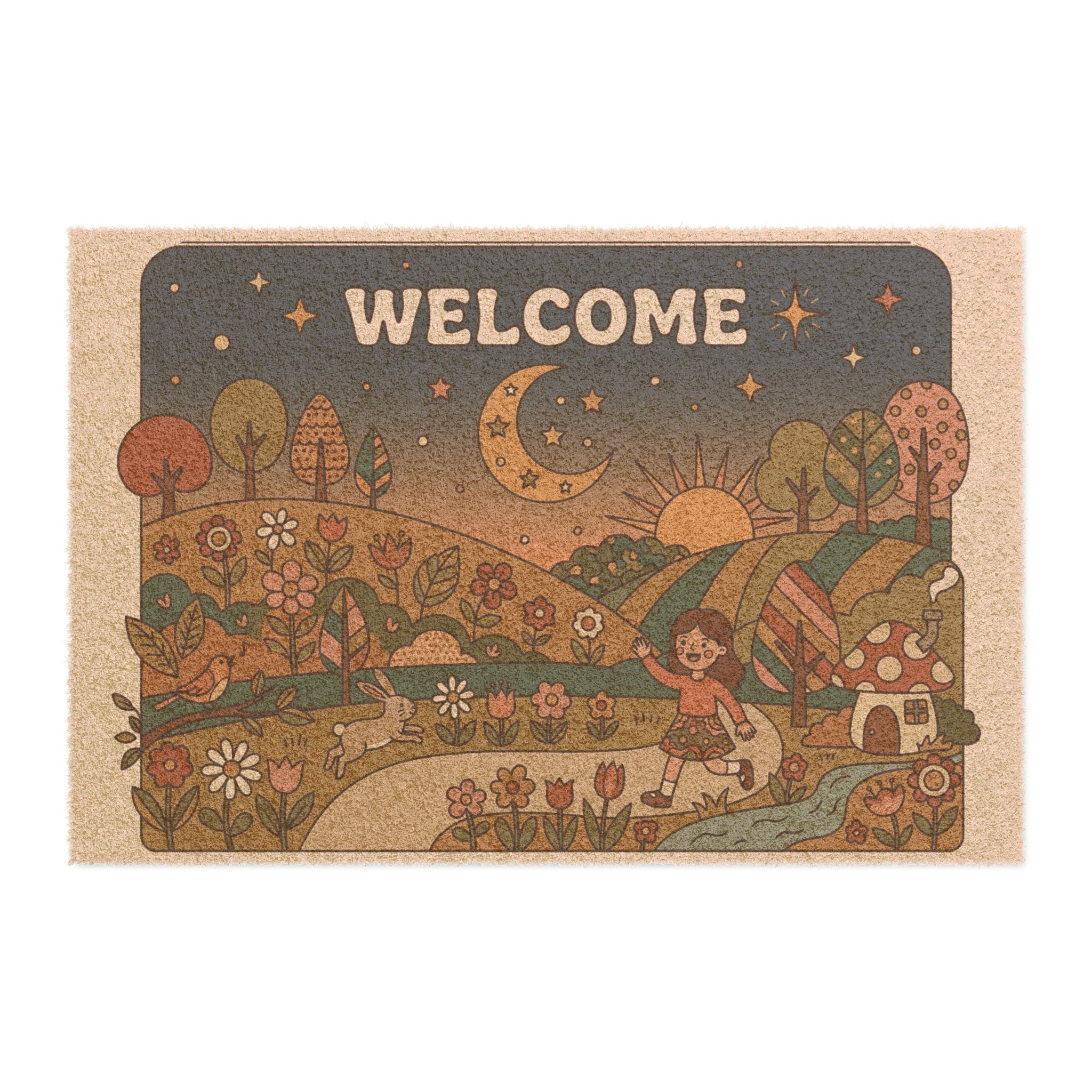 Groovy Mushroom Meadow Welcome Doormat