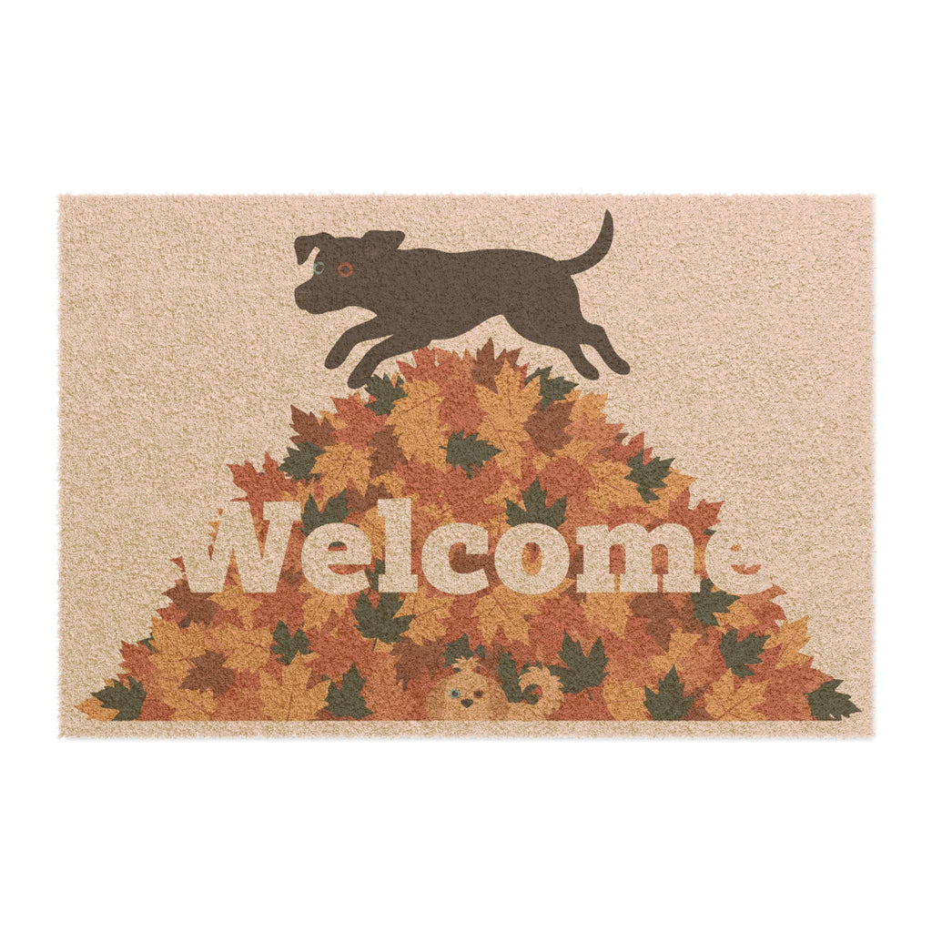 Leaf Pile Leap: Bold Minimalist Autumn Dogs