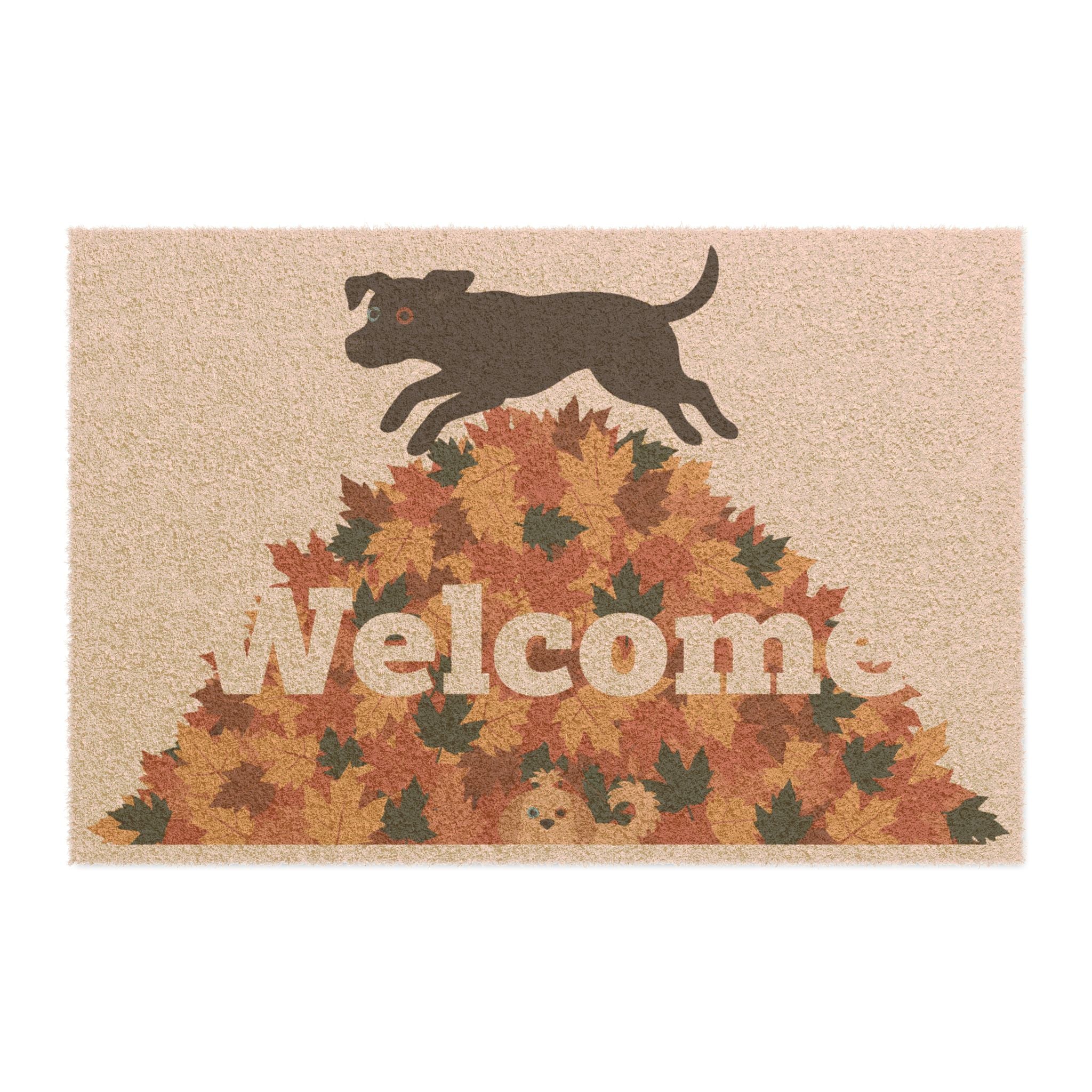 Leaf Pile Leap: Bold Minimalist Autumn Dogs