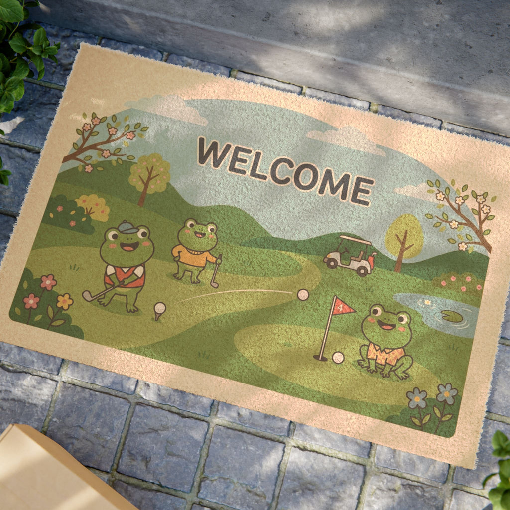 Hoppy Fairway Spring Welcome Mat