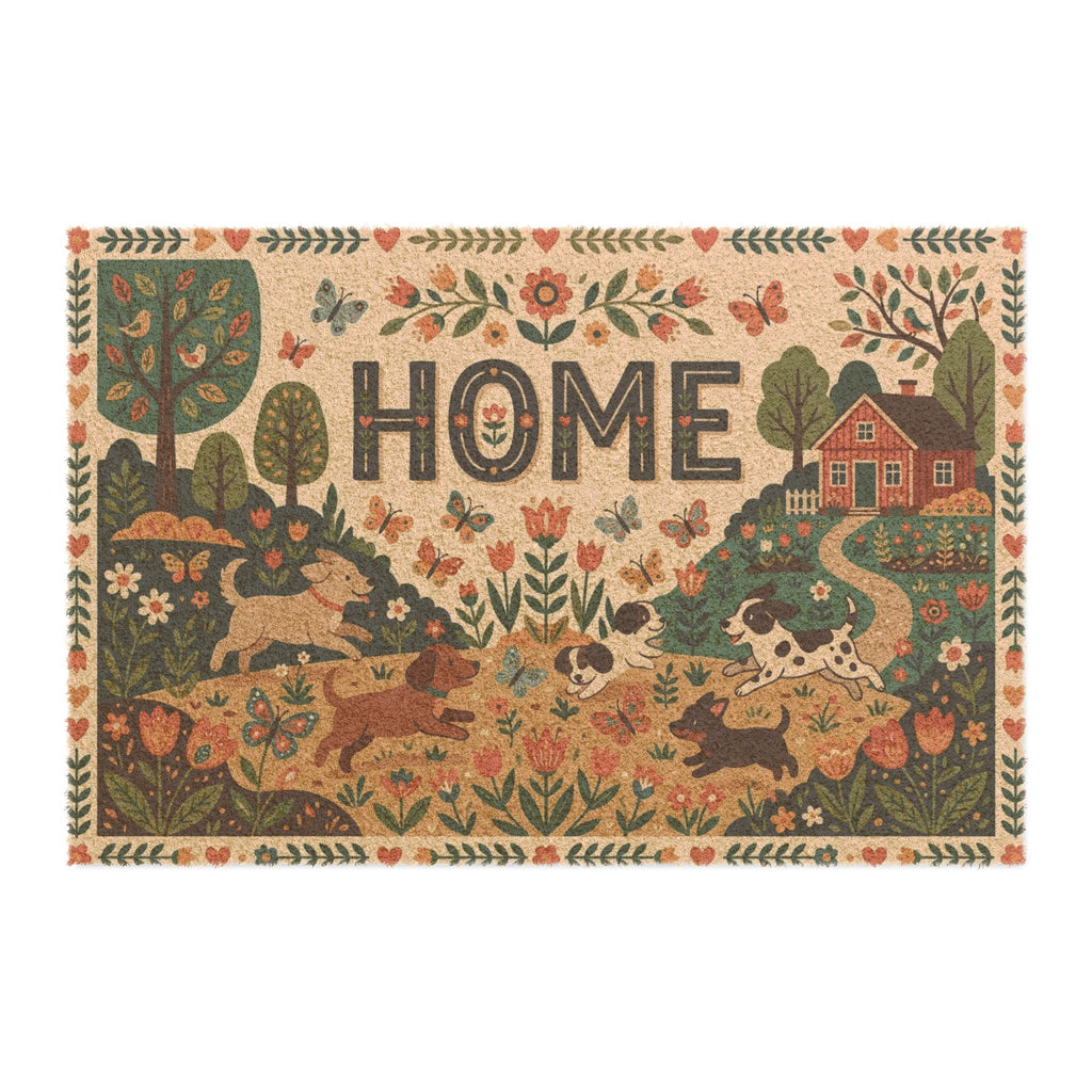 Nordic Folk Puppies Spring Garden Home Doormat