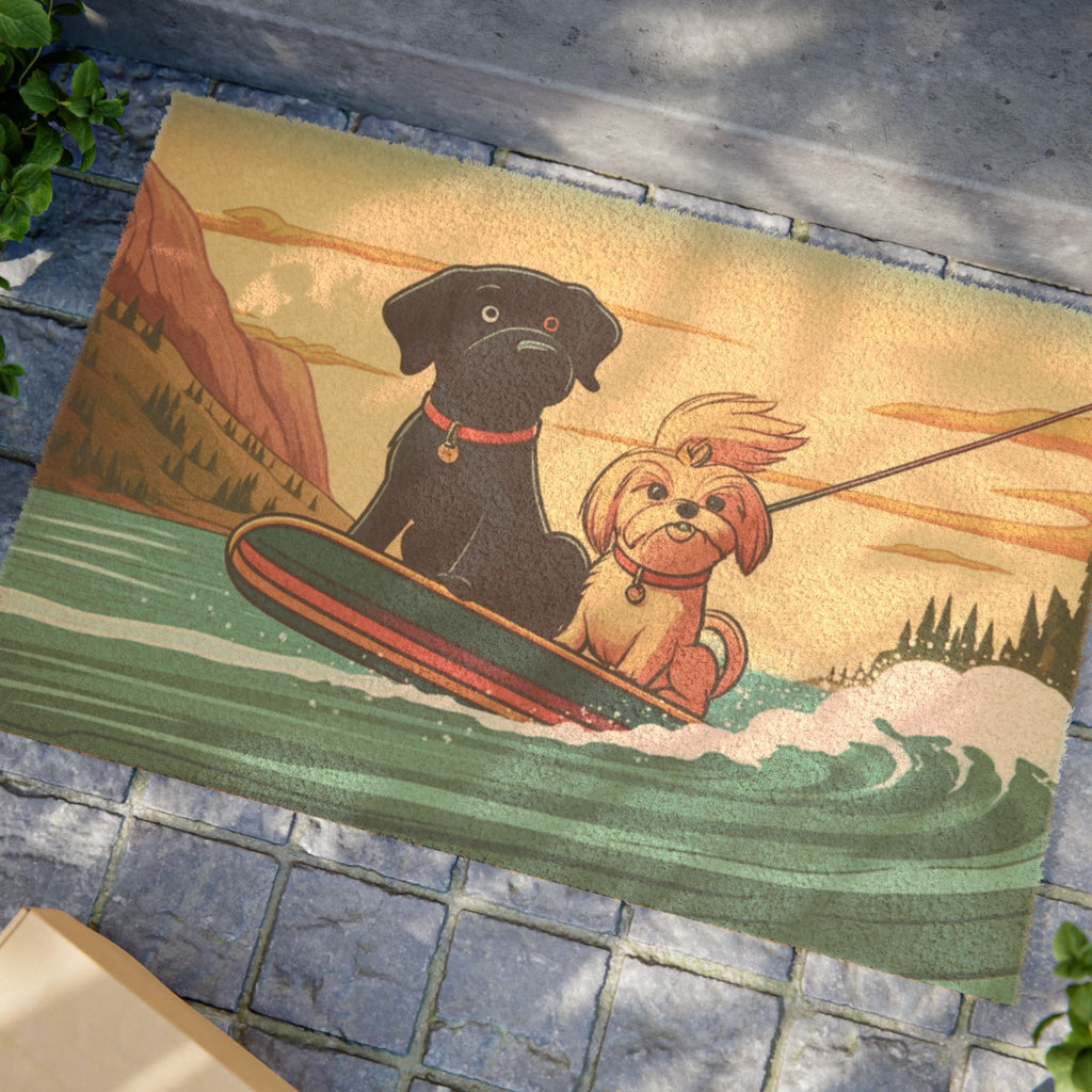 Surf's Up Dogs! Welcome to Our Pad Doormat
