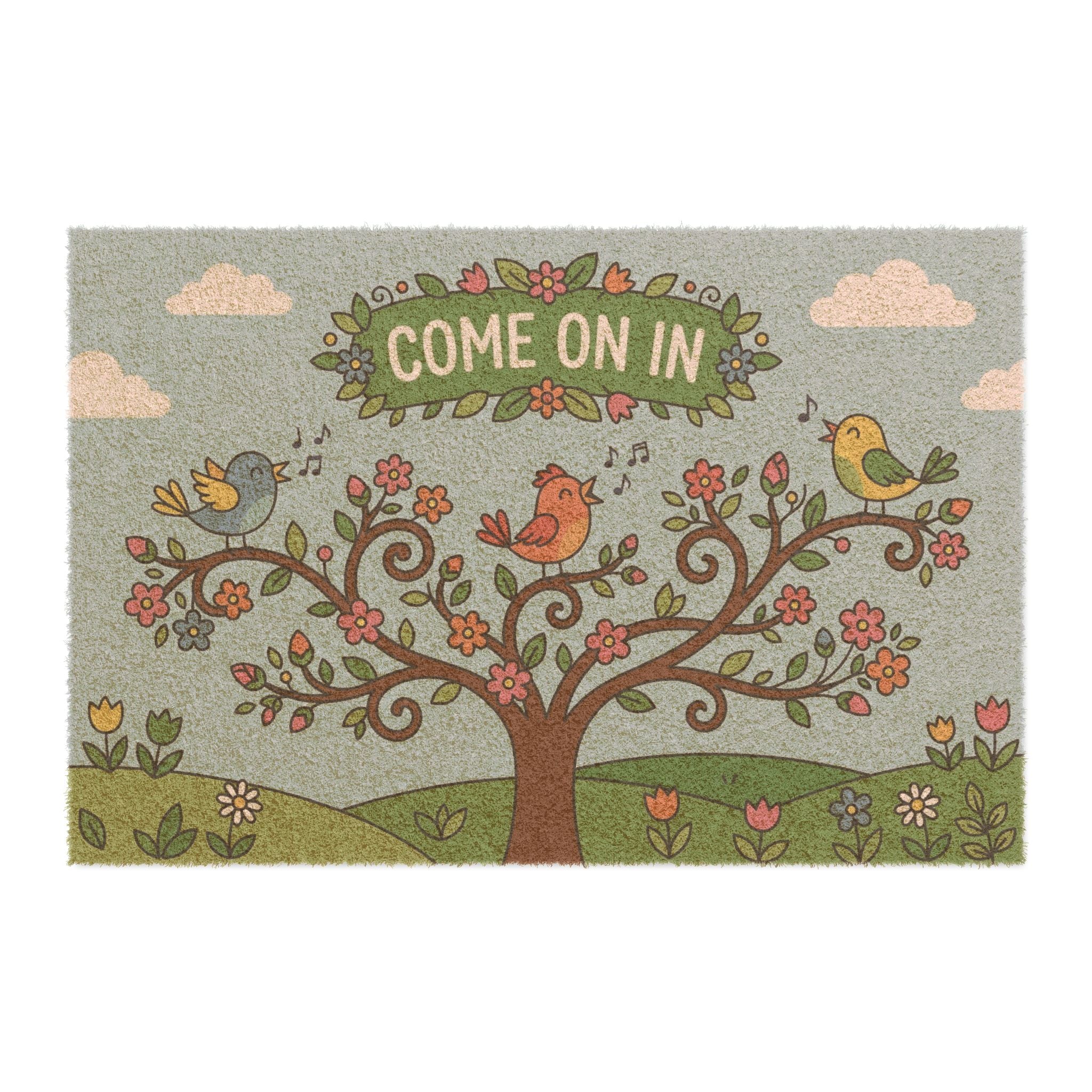 Singing Birds Come On In Welcome Mat