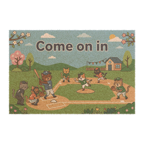 Batter Up Kittens Welcome Doormat