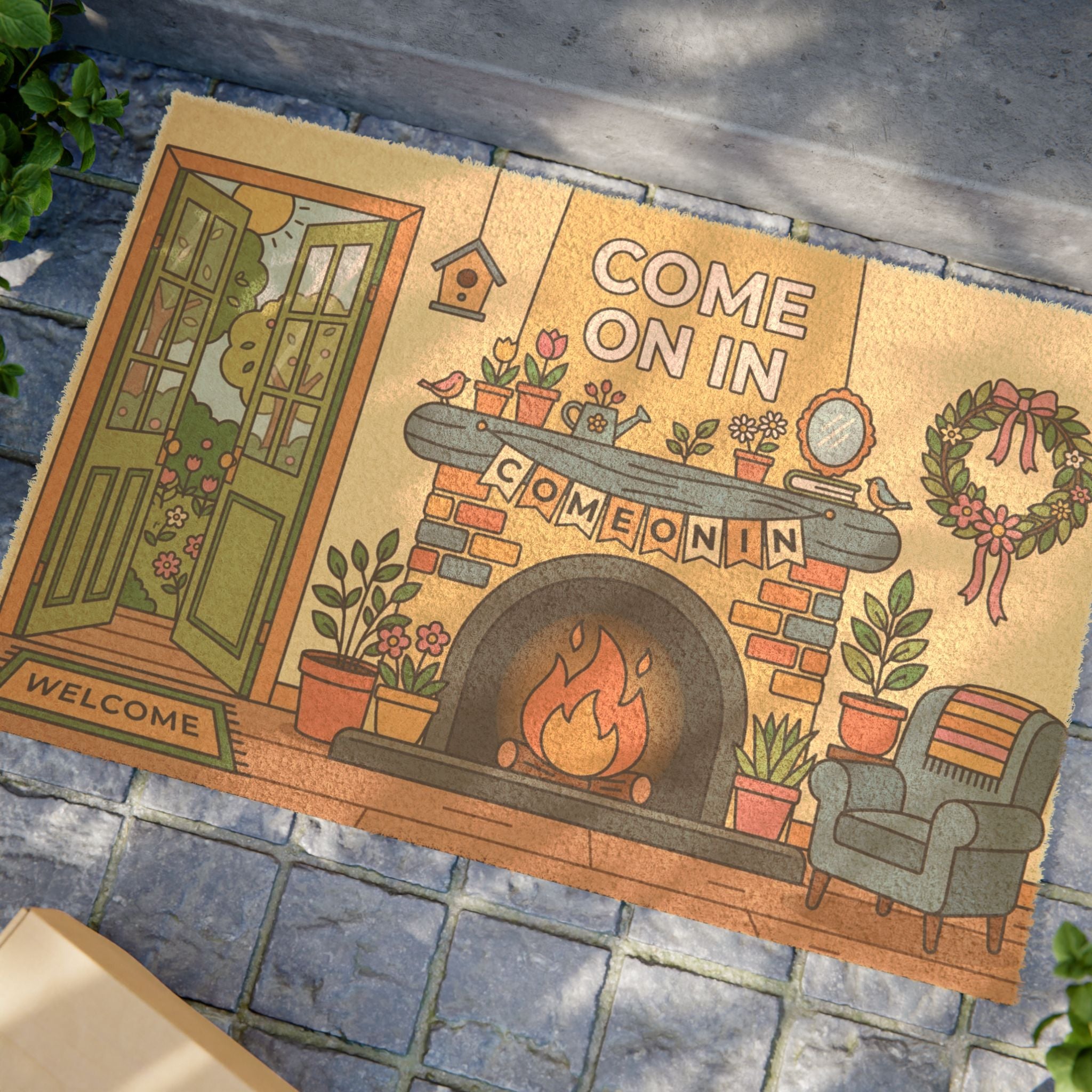 Cozy Spring Hearth Welcome Doormat