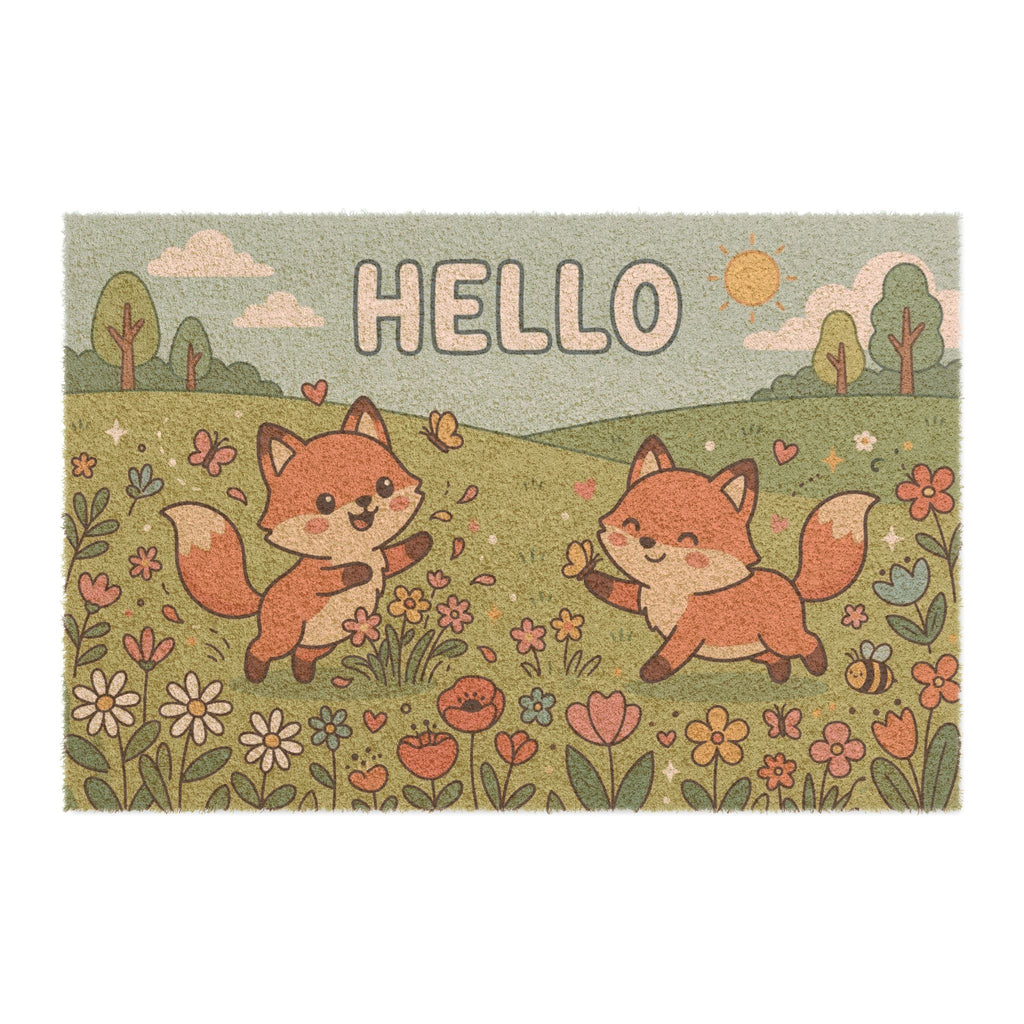 Kawaii Hello Foxes Summer Meadow Art Print