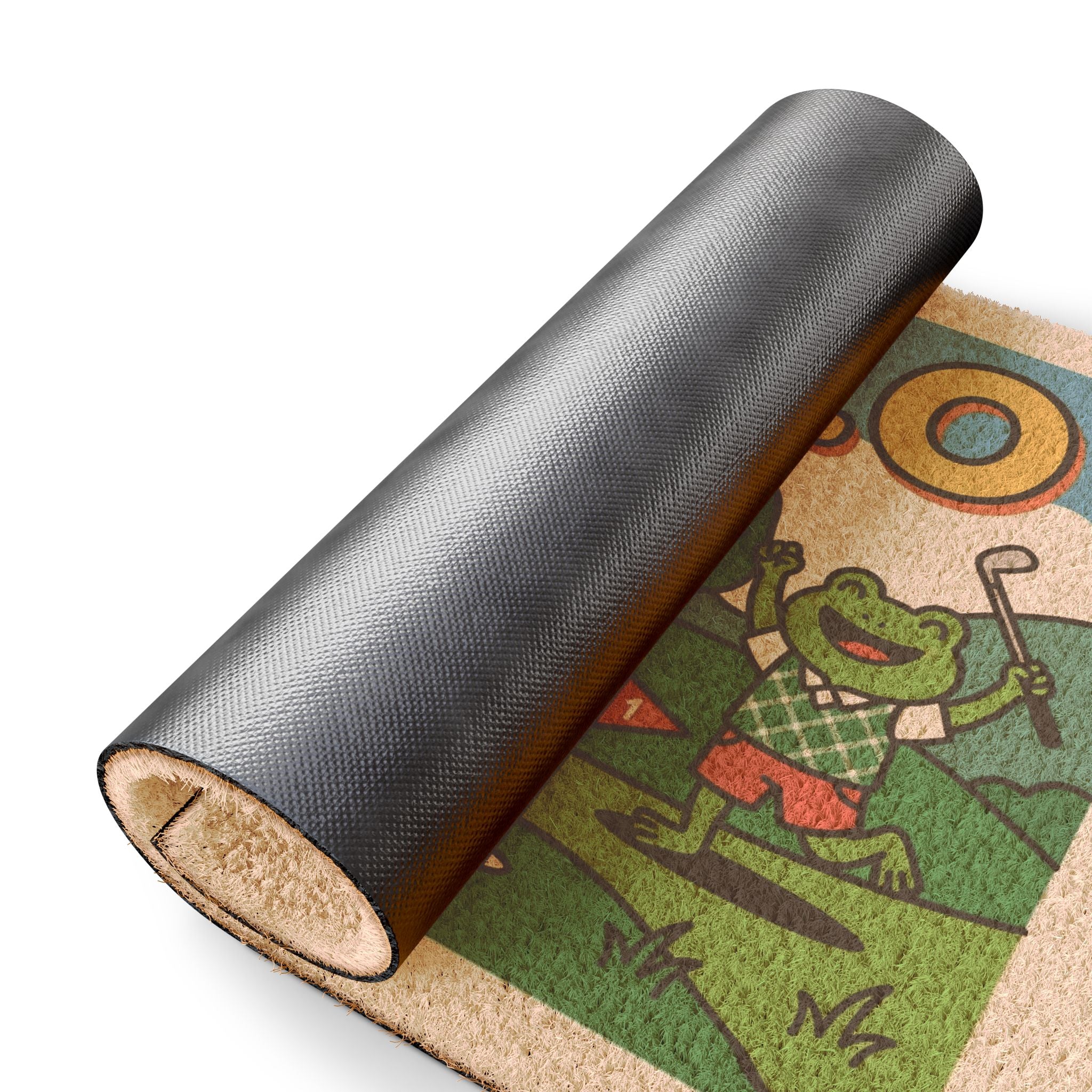 Bold Pop Art Hello Golfing Frogs Doormat