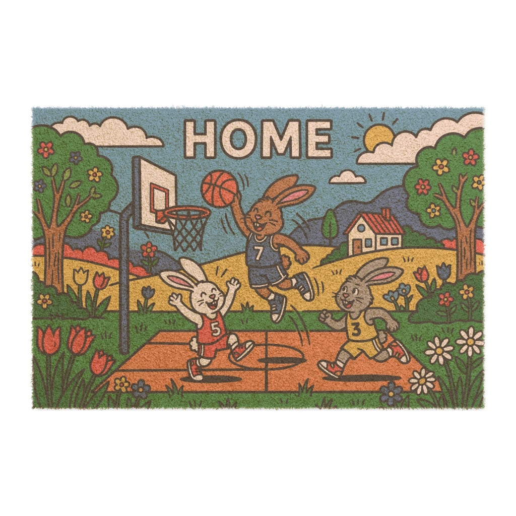 Hoppy Home Court Pop Art Bunny Basketball Mat