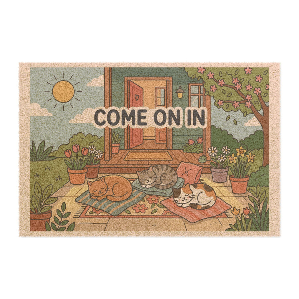 Springtime Sun-Napping Cats Doormat