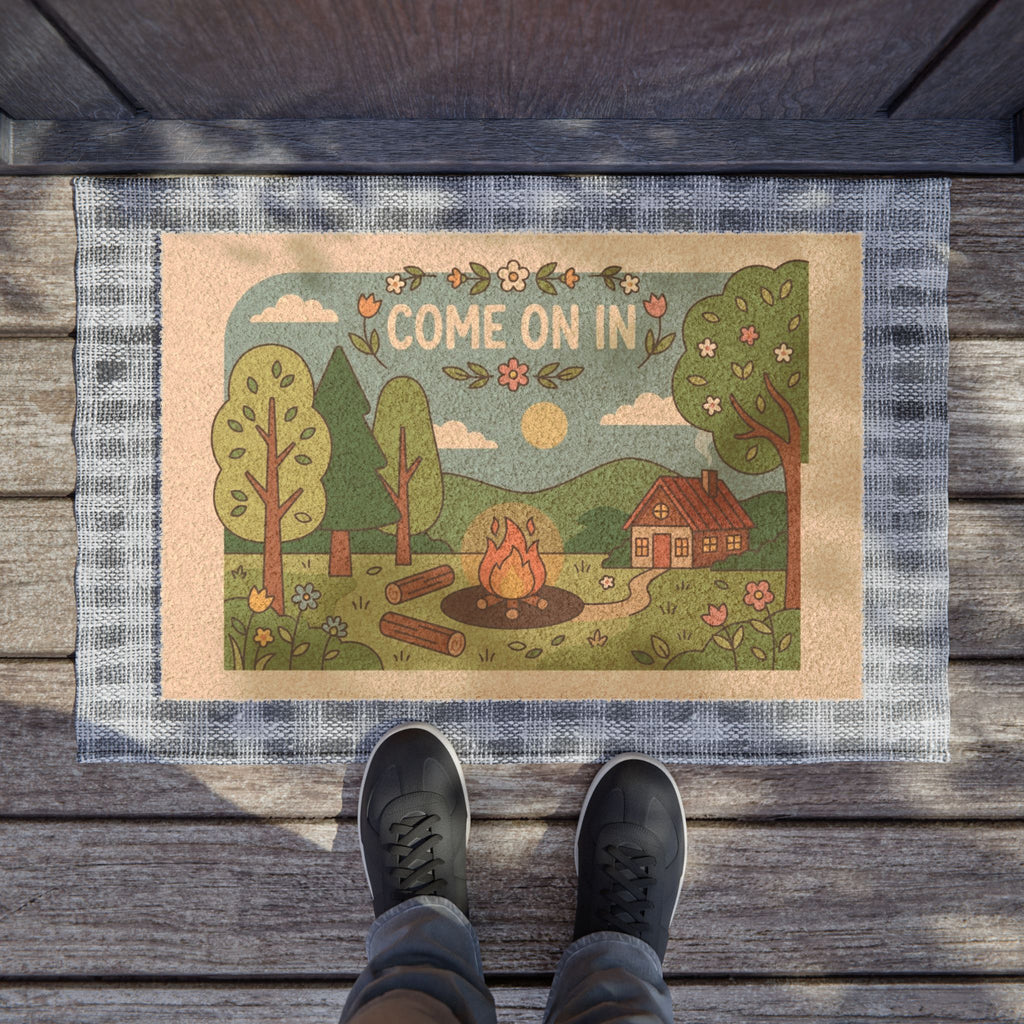 Retro Cozy Spring Cabin Welcome Doormat