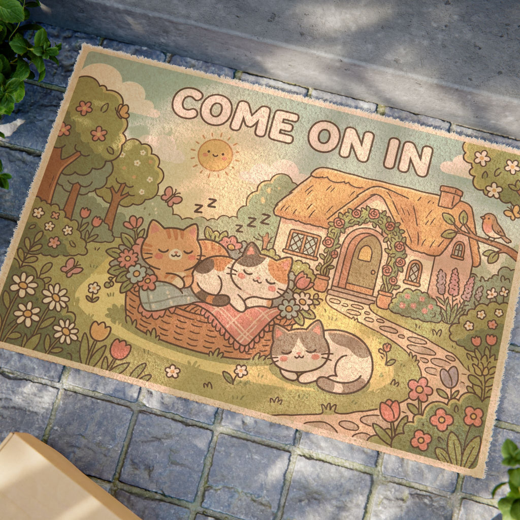 Kawaii Garden Kittens Come On In Doormat