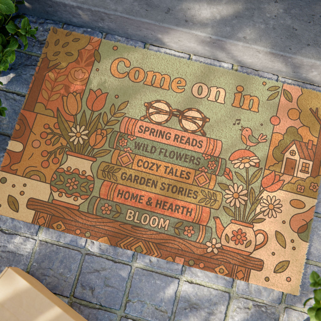 Retro Cozy Spring Reads Welcome Doormat