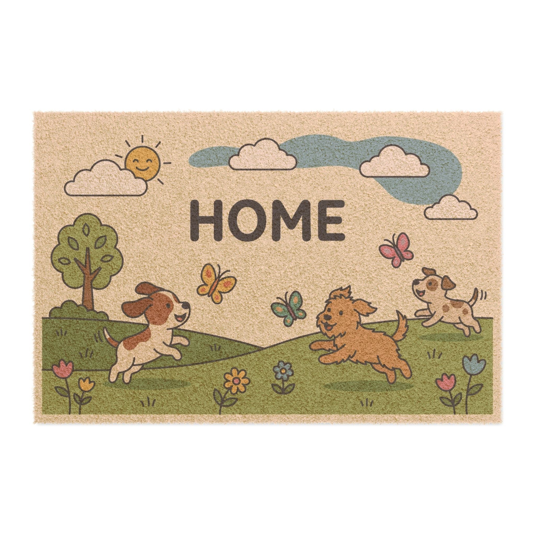 Playful Puppies Spring Home Doormat