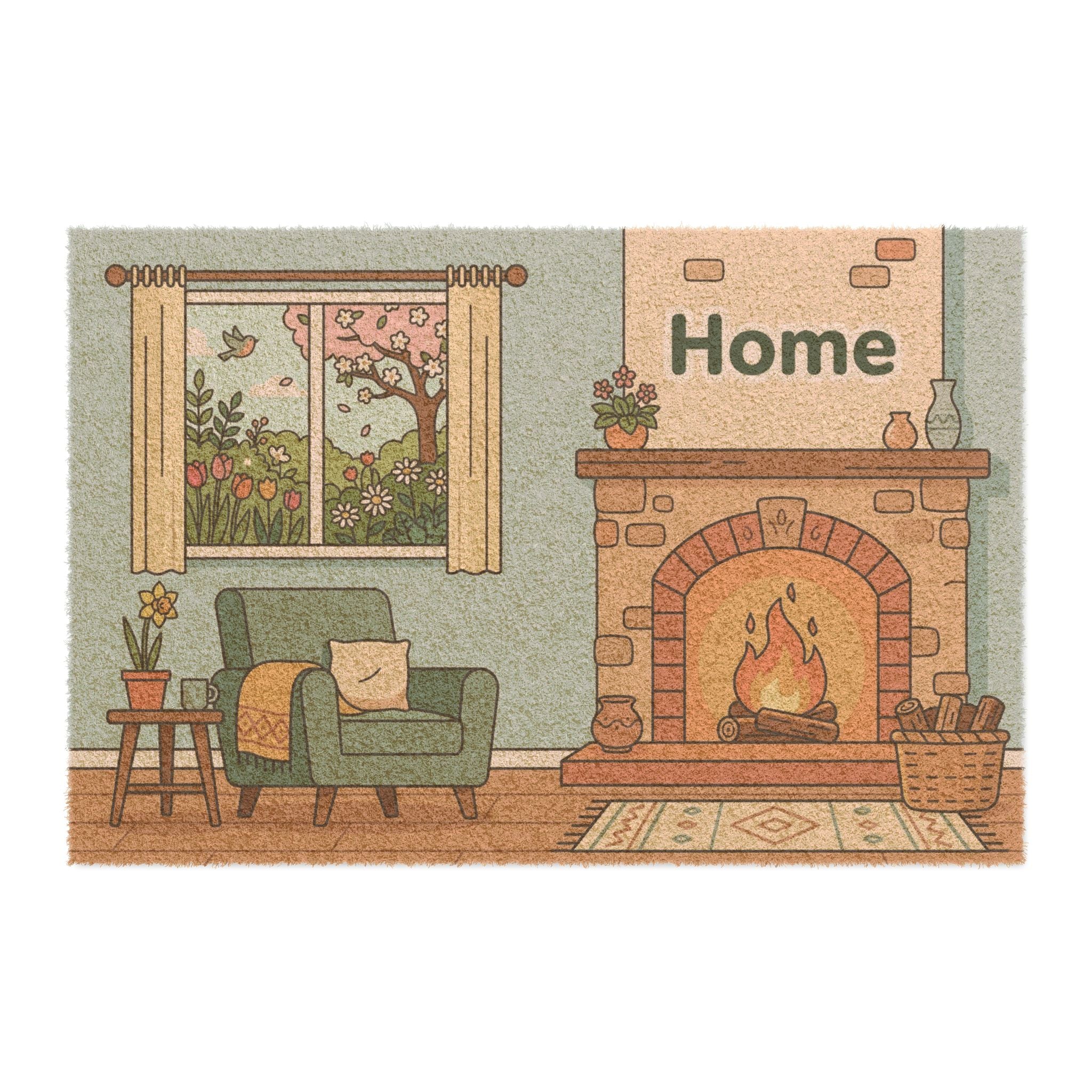 Cozy Spring Hearth & Bloom Welcome Print