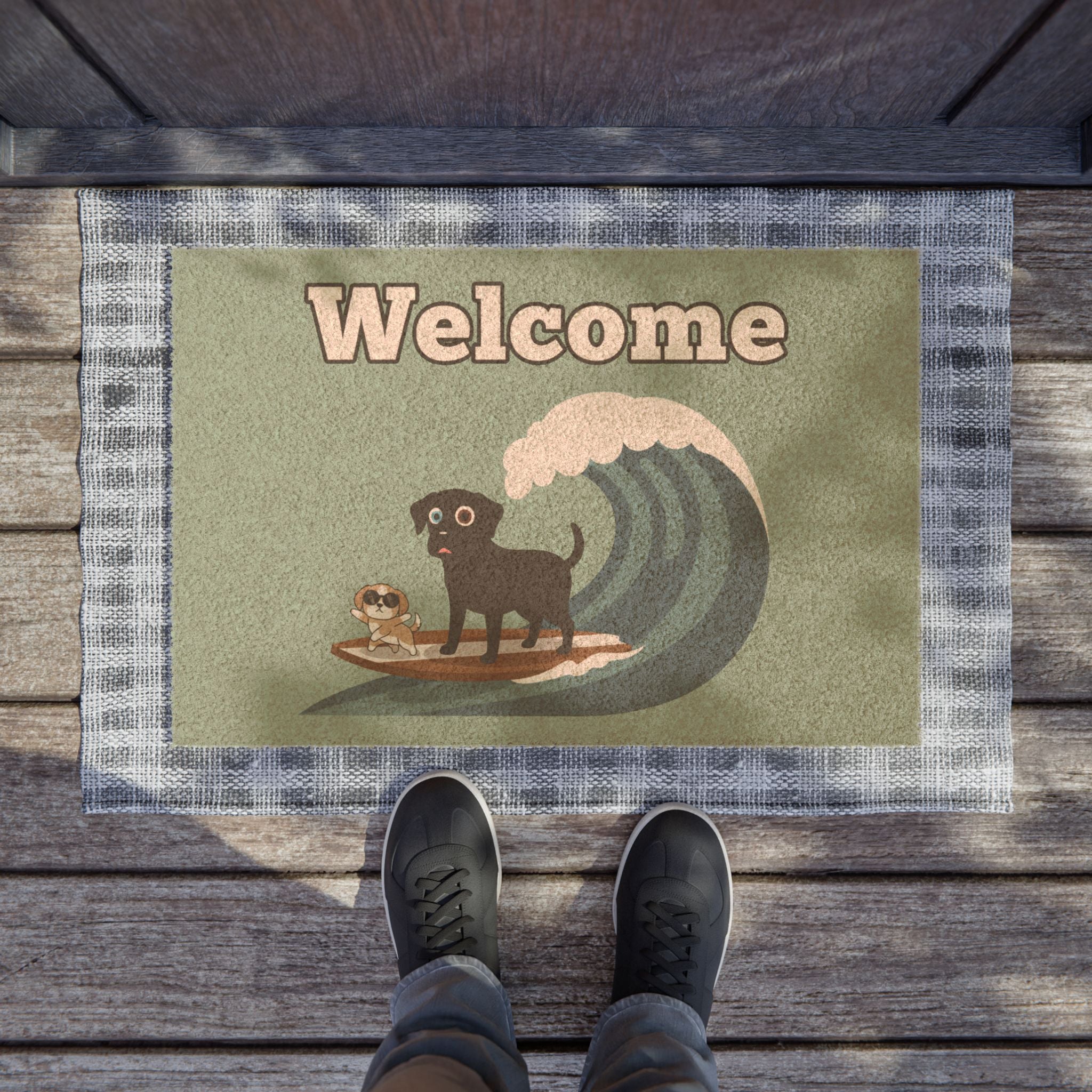 Bold Wave Pups: Minimalist Surf Art