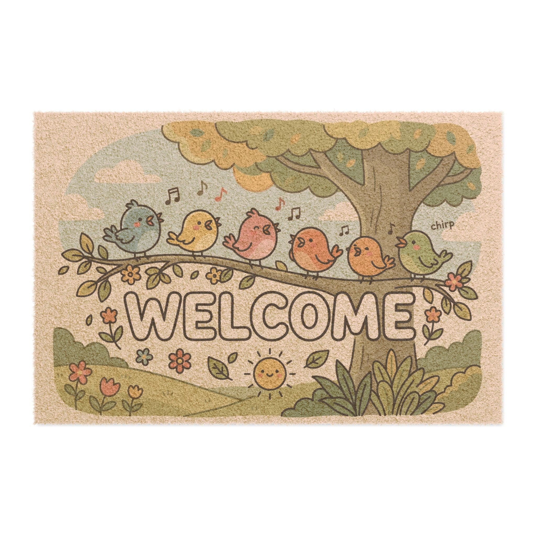 Kawaii Chirpy Summer Birds Welcome Art