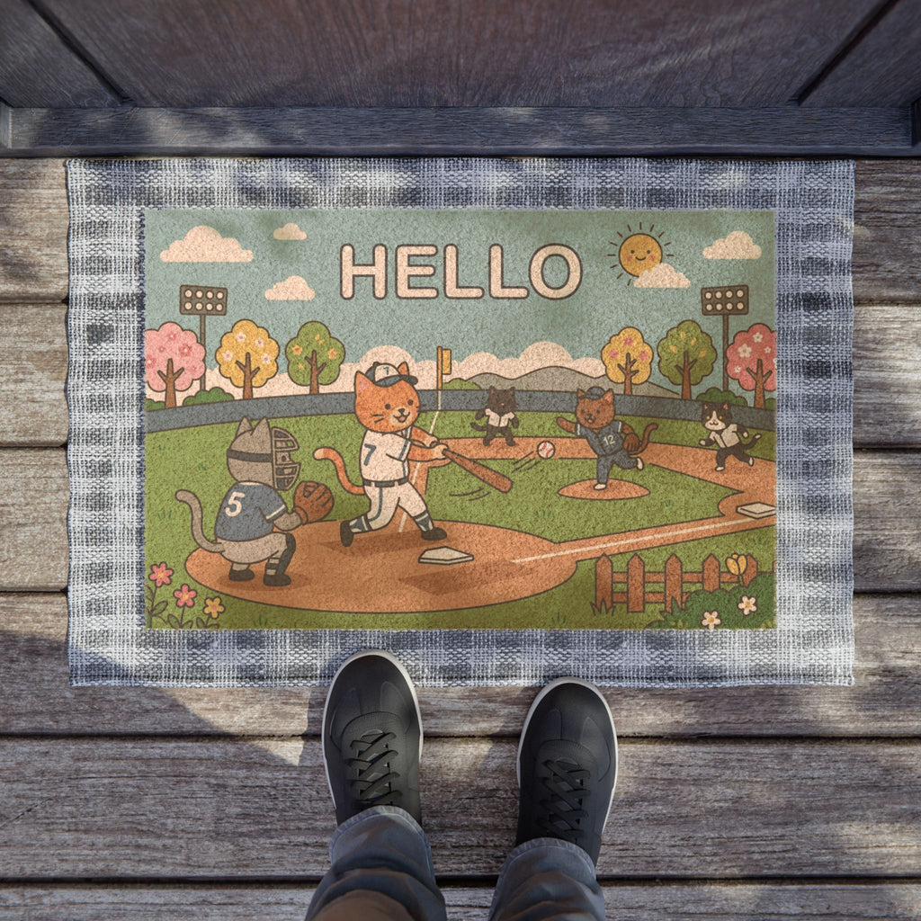 Batter Up Cats Welcome Doormat