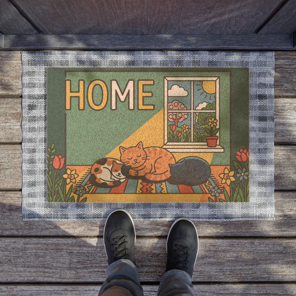 Sunlit Cozy Kitties Pop Art Welcome Mat